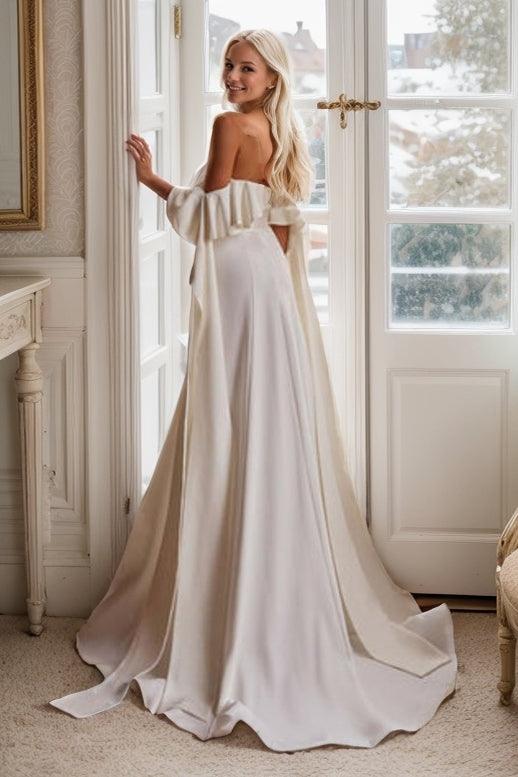 Sheath Sweep-Brush Train Elastic Cloth Wedding Dress CW3452 - COCOMELODY