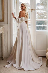 Sheath Sweep-Brush Train Elastic Cloth Wedding Dress CW3452 - COCOMELODY