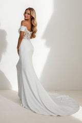 Mermaid Court Train Lace Elastic Cloth Wedding Dress CW3454 - COCOMELODY