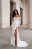 Mermaid Sweep-Brush Train Lace Elastic Cloth Wedding Dress CW3455