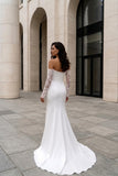 Mermaid Sweep-Brush Train Lace Elastic Cloth Wedding Dress CW3455