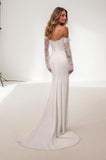Mermaid Sweep-Brush Train Lace Elastic Cloth Wedding Dress CW3455 - COCOMELODY