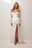 Mermaid Sweep-Brush Train Lace Elastic Cloth Wedding Dress CW3455 - COCOMELODY