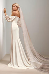 Mermaid Sweep-Brush Train Elastic Cloth Wedding Dress CW3456 - COCOMELODY