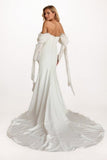 Sheath-Column Court Train Elastic Cloth Wedding Dress CW3461 - COCOMELODY