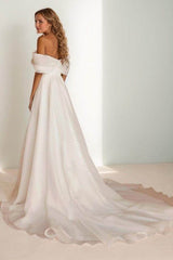A-Line Court Train Organza Wedding Dress CW3465CR - COCOMELODY