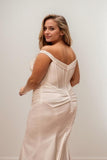 Trumpet-Mermaid Sweep-Brush Train Satin Wedding Dress CW3478 - COCOMELODY