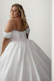 A-Line Sweep-Brush Train Taffeta Wedding Dress CW3483 - COCOMELODY