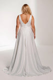 A-Line Court Train Satin Wedding Dress CW3484