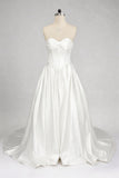 A-Line Court Train Satin Wedding Dress CW3502