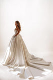 A-Line Court Train Satin Wedding Dress CW3502 - COCOMELODY