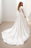 A-Line Court Train Elastic Cloth Tulle Wedding Dress CW3505 - COCOMELODY