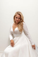 A-Line Court Train Elastic Cloth Tulle Wedding Dress CW3505 - COCOMELODY