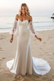 Mermaid Court Train Lace Elastic Cloth Wedding Dress CW3516 - COCOMELODY