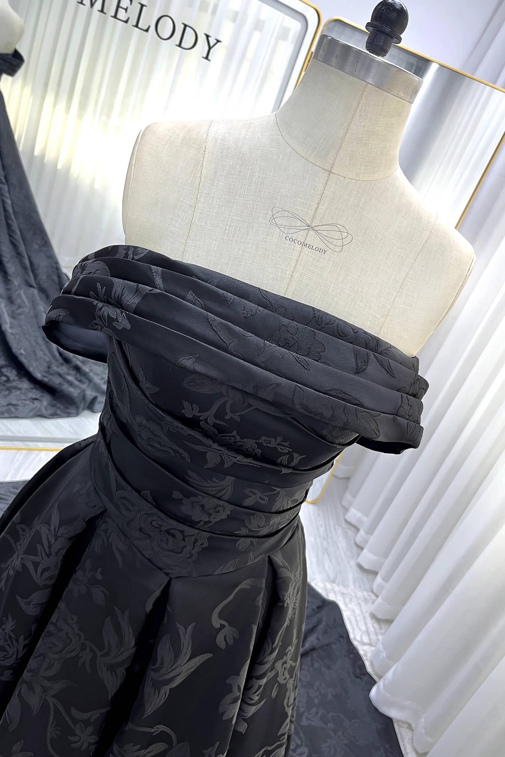 A-Line Court Train Jacquard Satin Lace Wedding Dress CW3526 - COCOMELODY