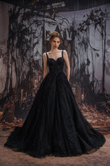 A-Line Court Train Sparkle Tulle Wedding Dress CW3528 - COCOMELODY