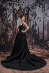 A-Line Court Train Sparkle Tulle Wedding Dress CW3528 - COCOMELODY
