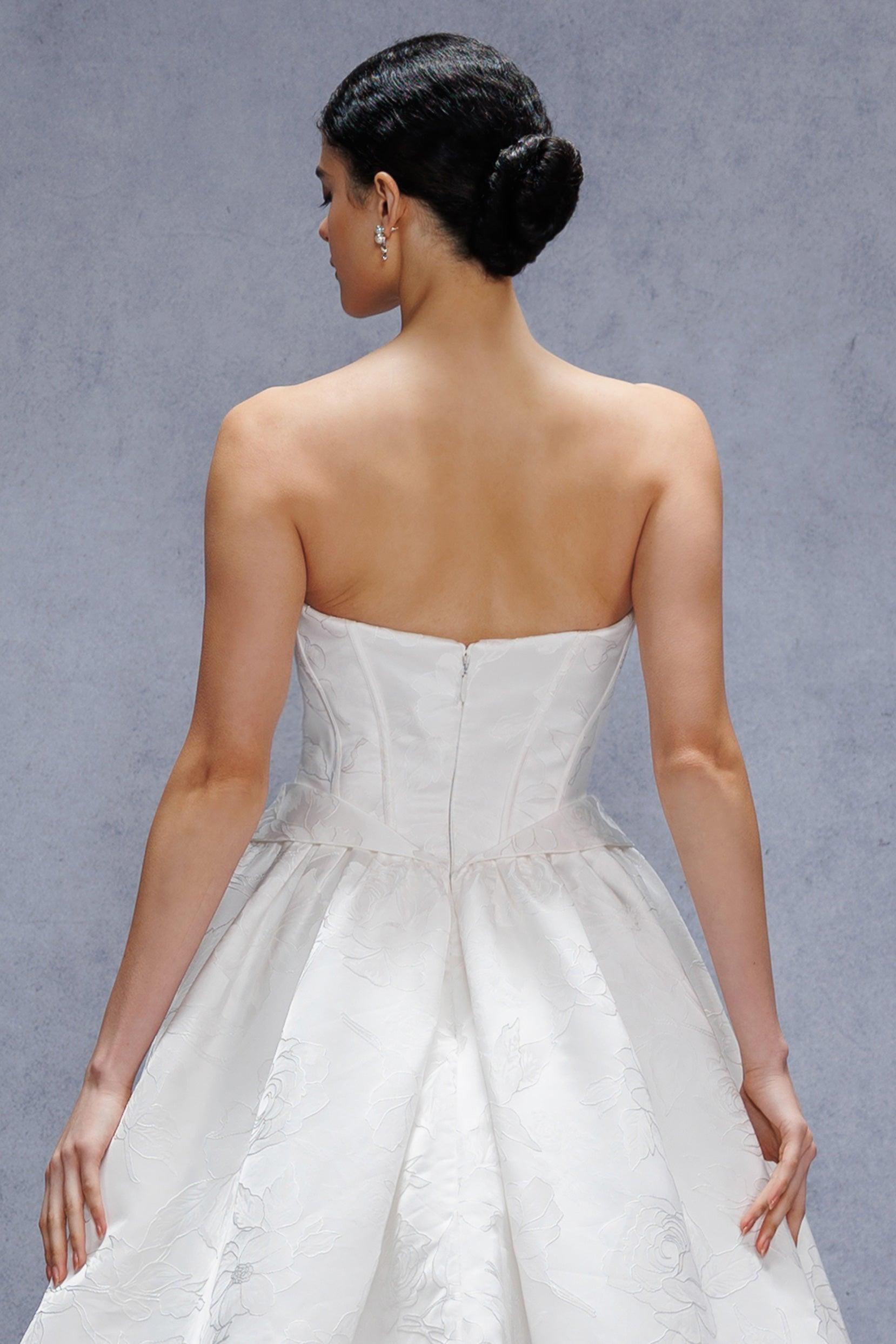 Ball Gown Court Train Jacquard Satin Wedding Dress CW3531 - COCOMELODY