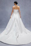 Ball Gown Court Train Jacquard Satin Wedding Dress CW3531 - COCOMELODY