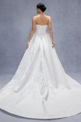 Ball Gown Court Train Jacquard Satin Wedding Dress CW3531 - COCOMELODY