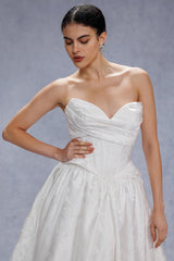 Ball Gown Court Train Jacquard Satin Wedding Dress CW3531 - COCOMELODY