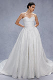 Ball Gown Court Train Jacquard Satin Wedding Dress CW3532 - COCOMELODY