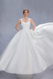 A-Line Court Train Mikado Wedding Dress CW3535 - COCOMELODY