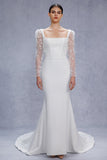 Trumpet-Mermaid Court Train Stretch Satin Wedding Dress CW3537 - COCOMELODY