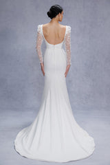 Trumpet-Mermaid Court Train Stretch Satin Wedding Dress CW3537 - COCOMELODY