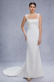 Trumpet-Mermaid Court Train Stretch Satin Wedding Dress CW3537 - COCOMELODY