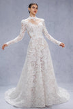 A-Line Court Train Lace Tulle Wedding Dress CW3538 - COCOMELODY