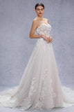 A-Line Court Train Lace Tulle Wedding Dress CW3539 - COCOMELODY