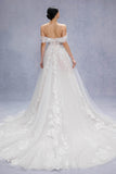 A-Line Court Train Lace Tulle Wedding Dress CW3539CR - COCOMELODY
