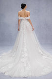 A-Line Court Train Lace Tulle Wedding Dress CW3539 - COCOMELODY