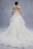 Ball Gown Court Train Lace Tulle Wedding Dress CW3543 - COCOMELODY