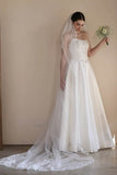 A-Line Floor Length Satin Wedding Dress CW3549 - COCOMELODY
