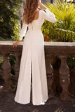 Square Floor Length Chiffon Wedding Jumpsuit CW3556 - COCOMELODY