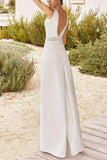 V-Neck Floor Length Chiffon Wedding Jumpsuit CW3557 - COCOMELODY