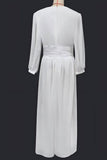 V-Neck Floor Length Chiffon Wedding Jumpsuit CW3573 - COCOMELODY