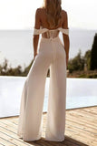 Sweetheart Floor Length Chiffon Wedding Jumpsuit CW3575 - COCOMELODY