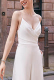 V-Neck Floor Length Chiffon Wedding Jumpsuit CW3576 - COCOMELODY
