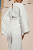 V-Neck Floor Length Chiffon Wedding Jumpsuit CW3580 - COCOMELODY
