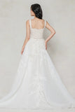 A-Line Sweep-Brush Train Tulle Wedding Dress CW3589 - COCOMELODY
