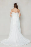 Sheath-Column Chapel Train Chiffon Wedding Dress CW3592 - COCOMELODY