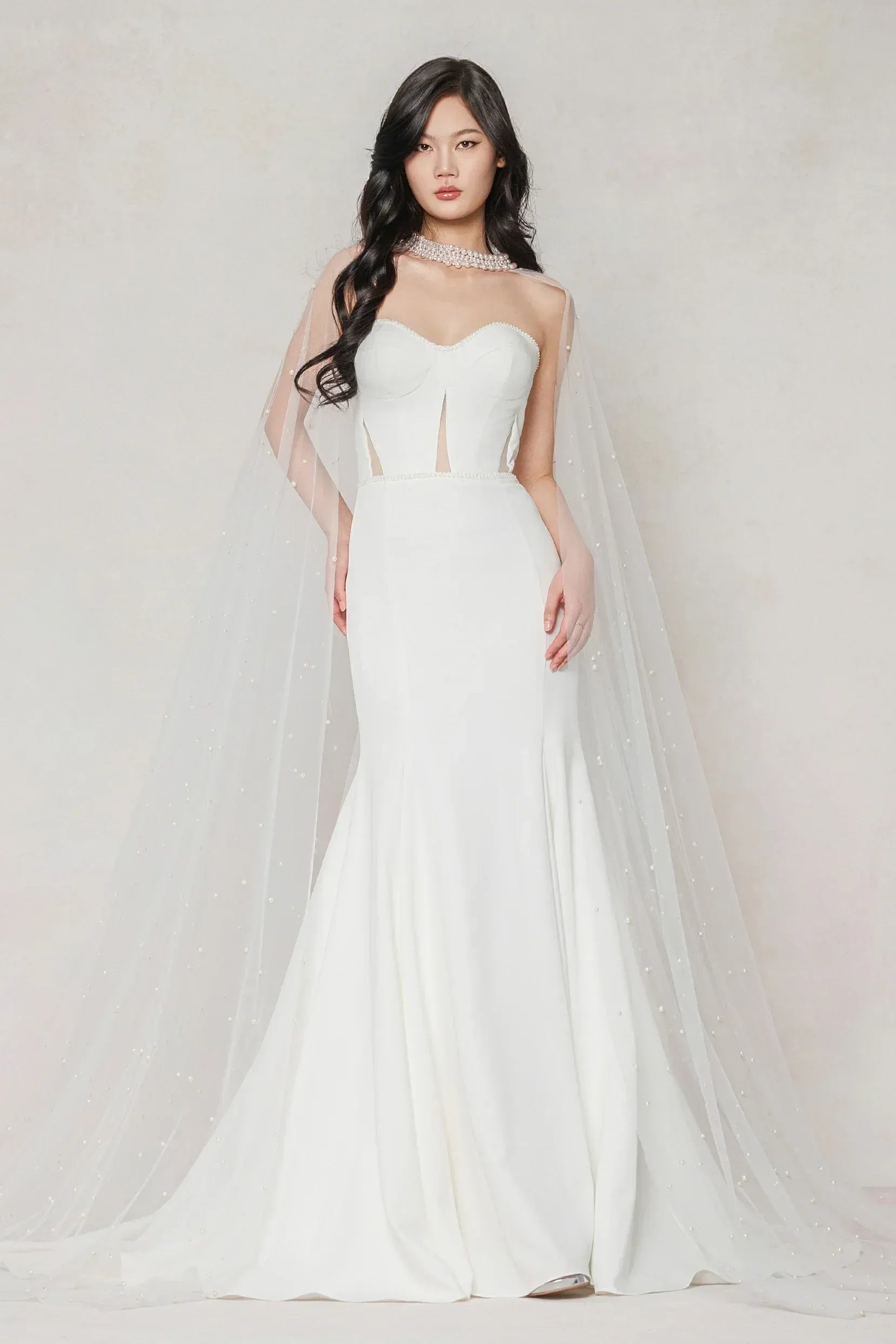 Trumpet-Mermaid Sweep-Brush Train Stretch Satin Wedding Dress CW3593 - COCOMELODY