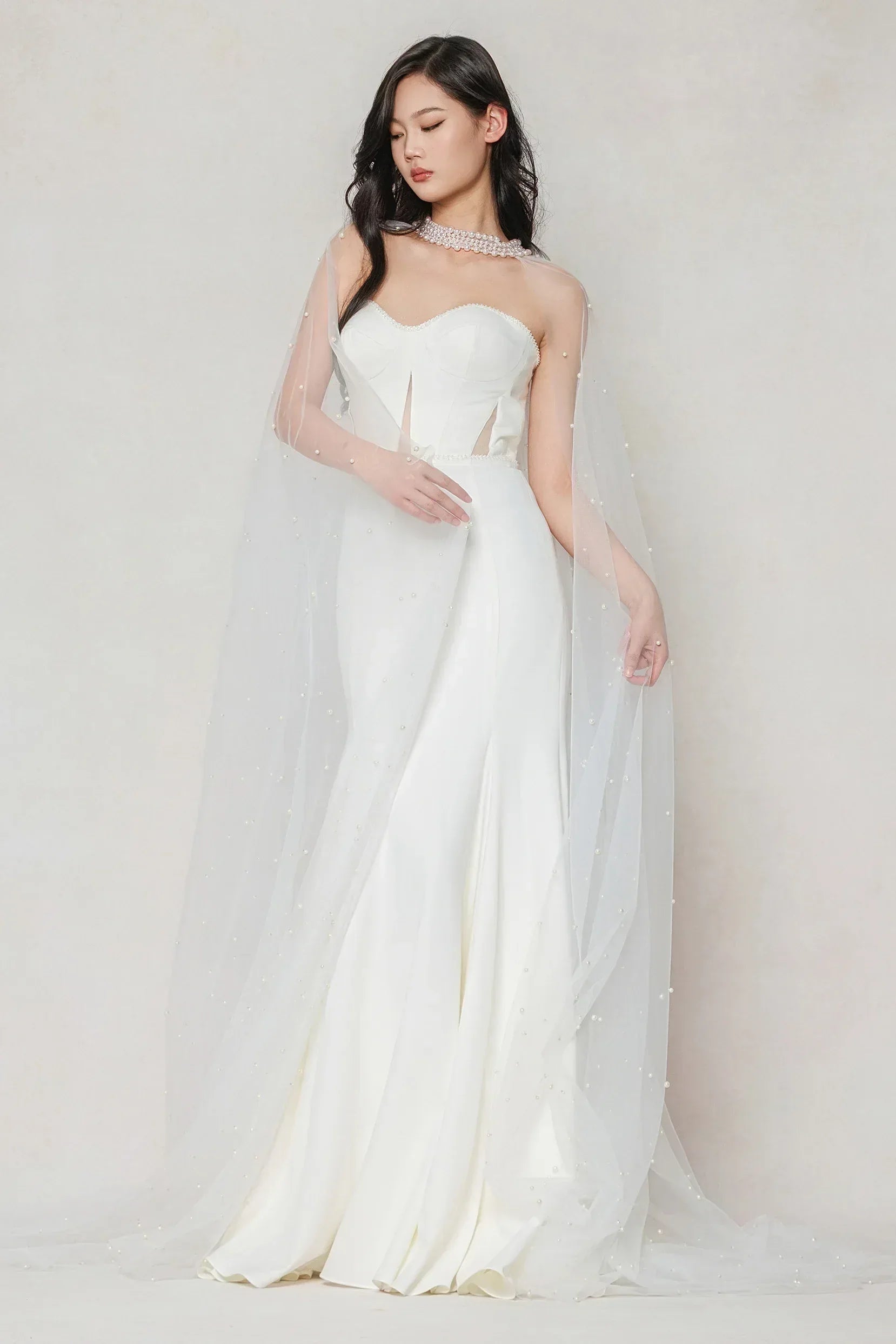 Trumpet-Mermaid Sweep-Brush Train Stretch Satin Wedding Dress CW3593 - COCOMELODY