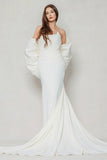 Trumpet-Mermaid Sweep-Brush Train Stretch Satin Wedding Dress CW3594 - COCOMELODY