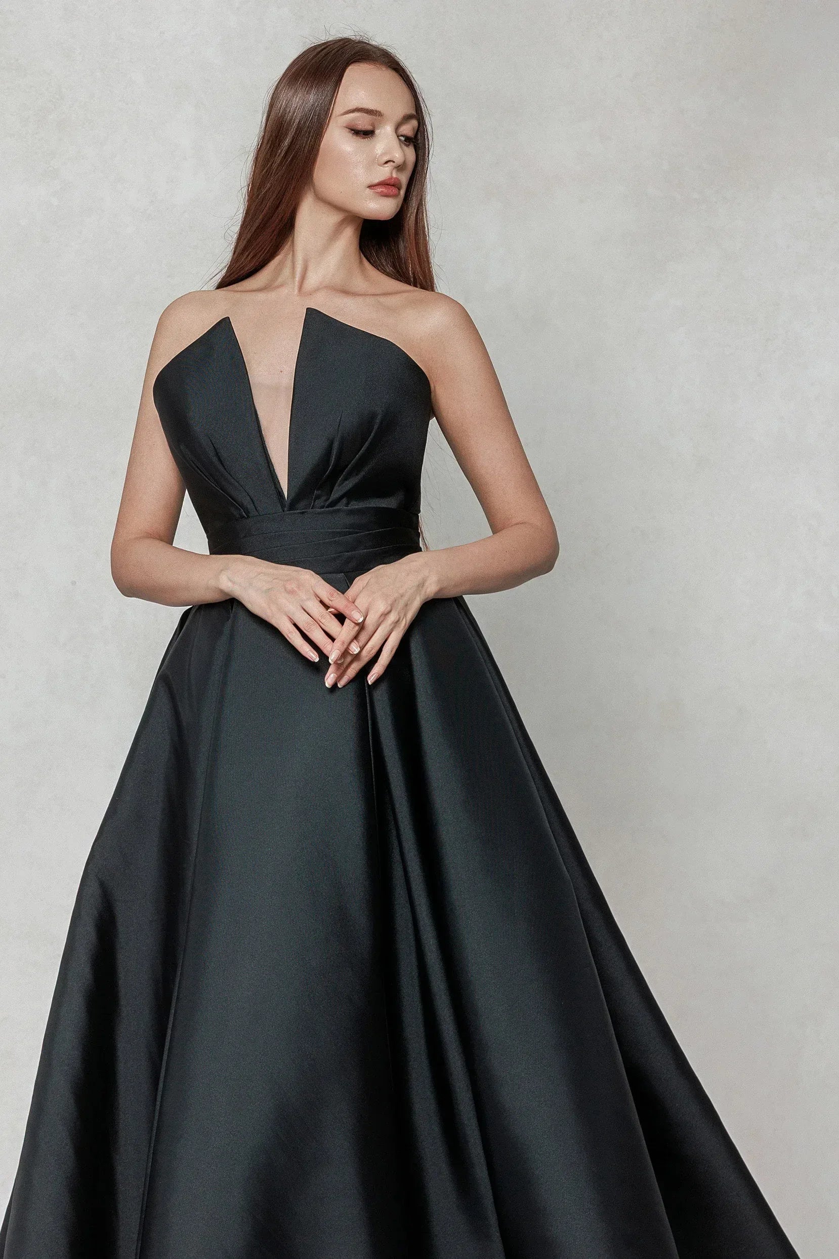 A-Line Court Train Mikado Wedding Dress CW3596 - COCOMELODY