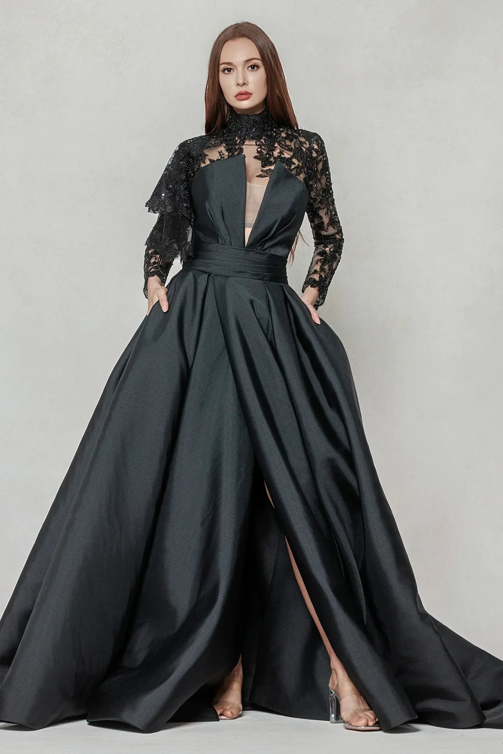 A-Line Court Train Mikado Wedding Dress CW3596 - COCOMELODY