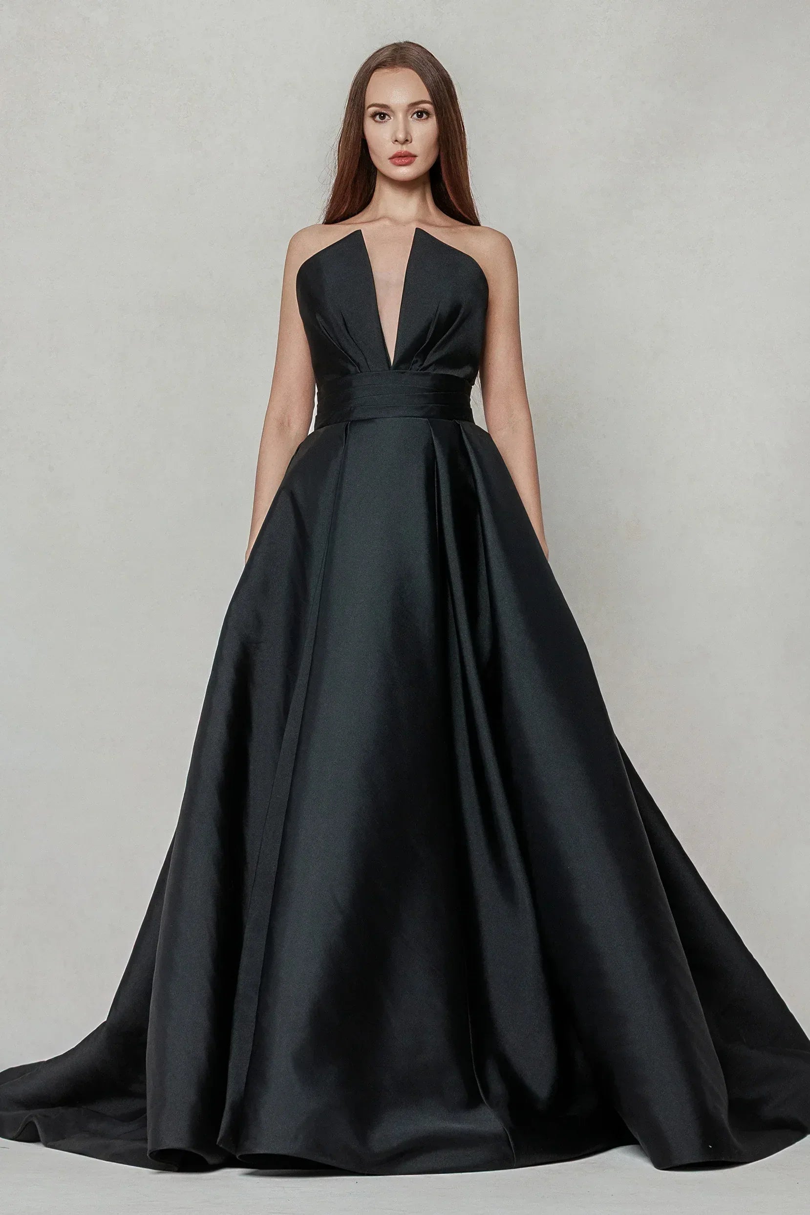 A-Line Court Train Mikado Wedding Dress CW3596 - COCOMELODY